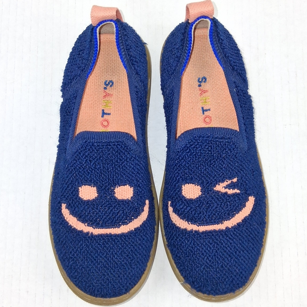 Rothy's Blue Smile Wink Emoji Slip On Sneakers